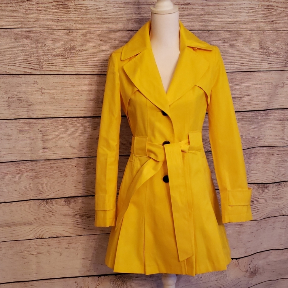 Via Spiga Yellow Hooded Raincoat / Trench, Sz XS